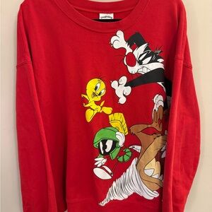 Vintage 90s Looney Tunes Crewneck Sweatshirt Adult  XL Red Front And Back